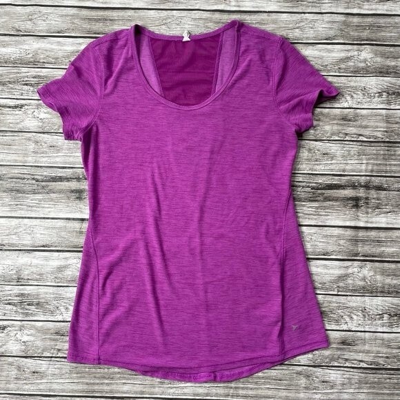 Old Navy Active Breathe On Tee T Shirt Crewneck Pink Purple S SM Small Tall ST - Picture 3 of 12